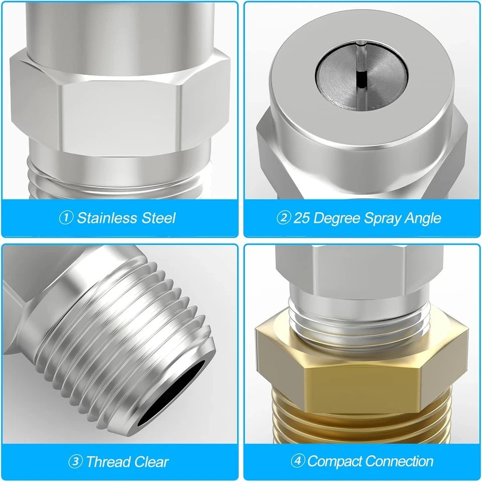 25 Degree Surface Cleaner Tips, 1/4 Inch NPT Male, 2.5 Orifice, 4000 PSI Threade