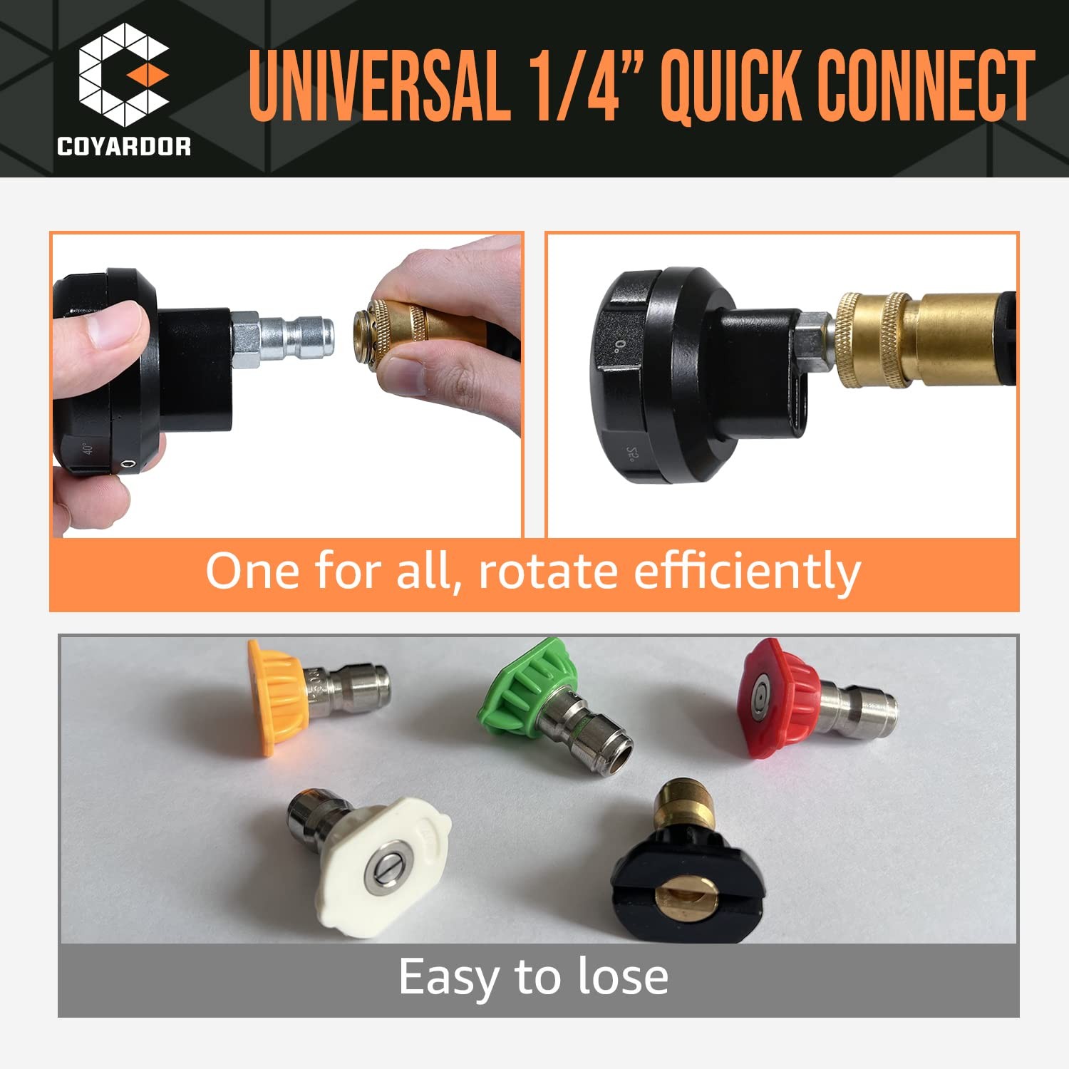 Pressure Washer Nozzle Tips 6 In 1 Quick Change Over Spray Nozzle Adjustable Pow