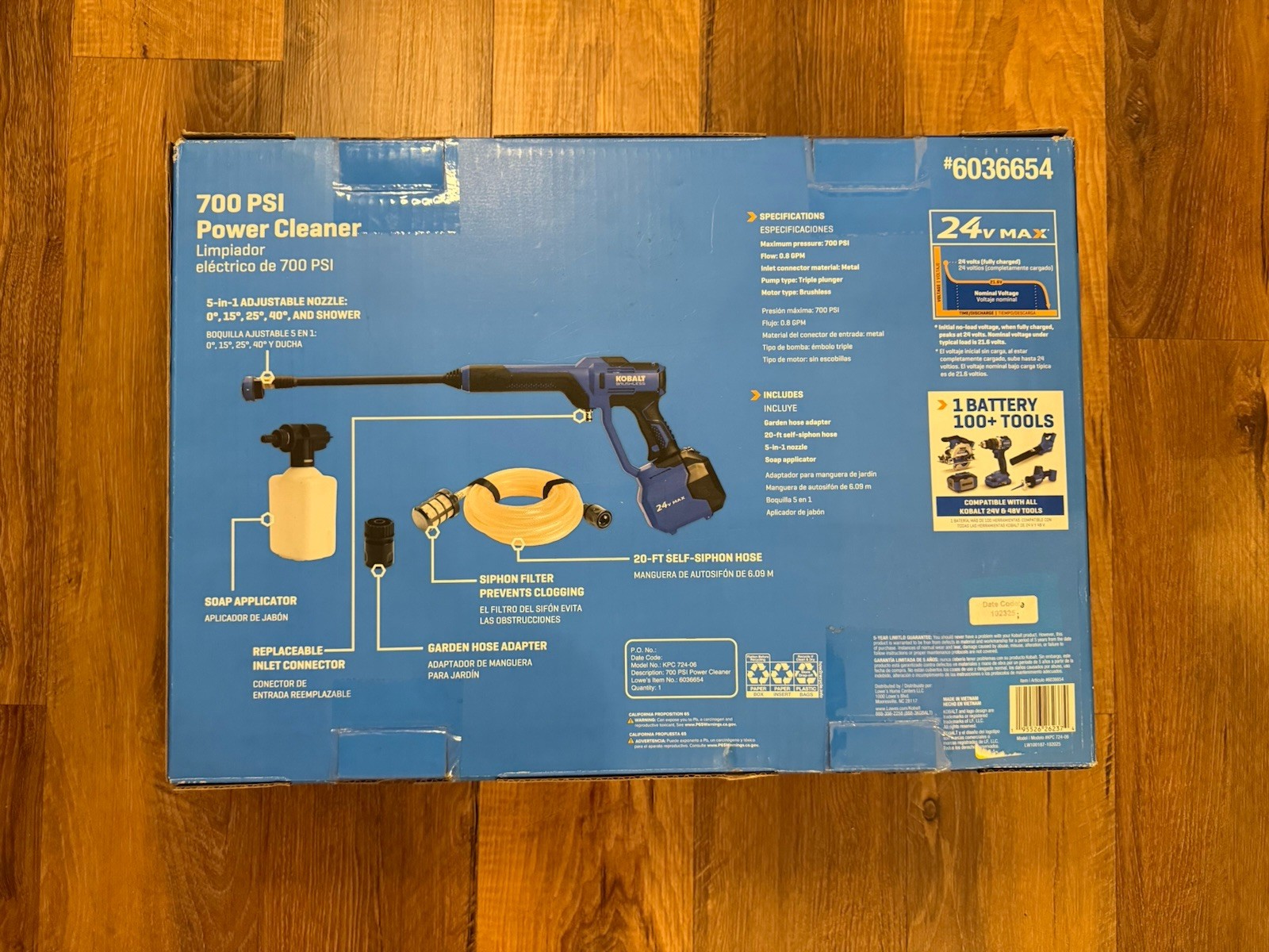 New Kobalt 24V Max 700 PSI Brushless Cordless Power Cleaner Tool NO BATTERY