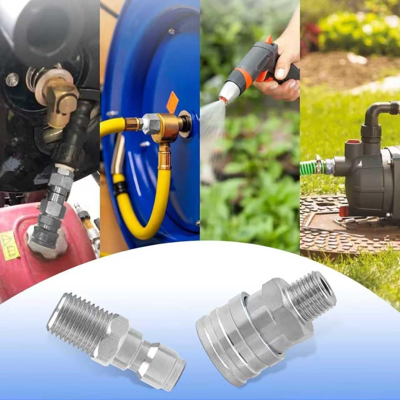 8 Pack 1/4″ Pressure Washer Quick Connect Fittings 5000 PSI Stainless Steel