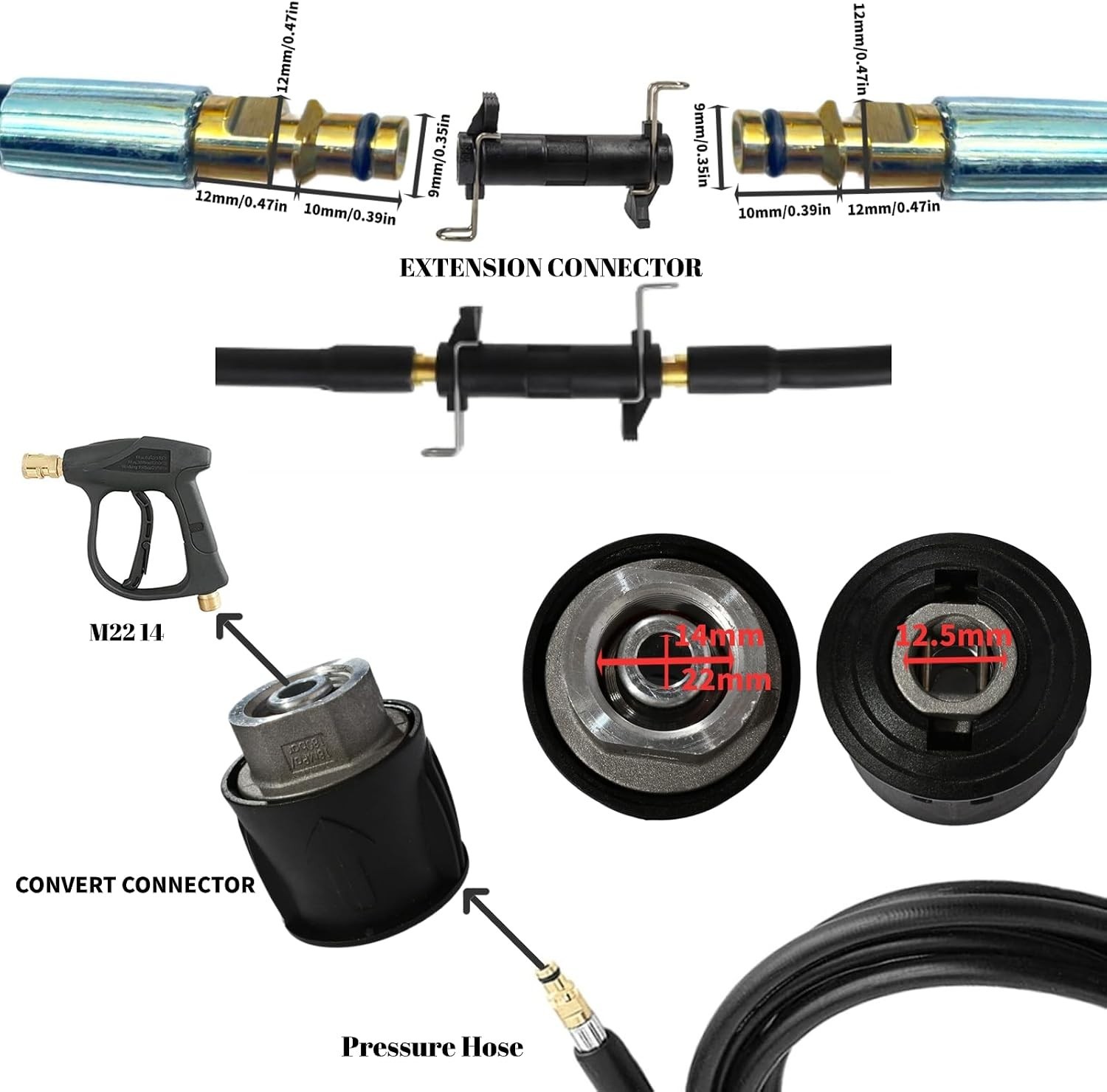 Heavy Duty 15M Pressure Washer Extension Hose – 5800 PSI, Multi-Surface Cleaner