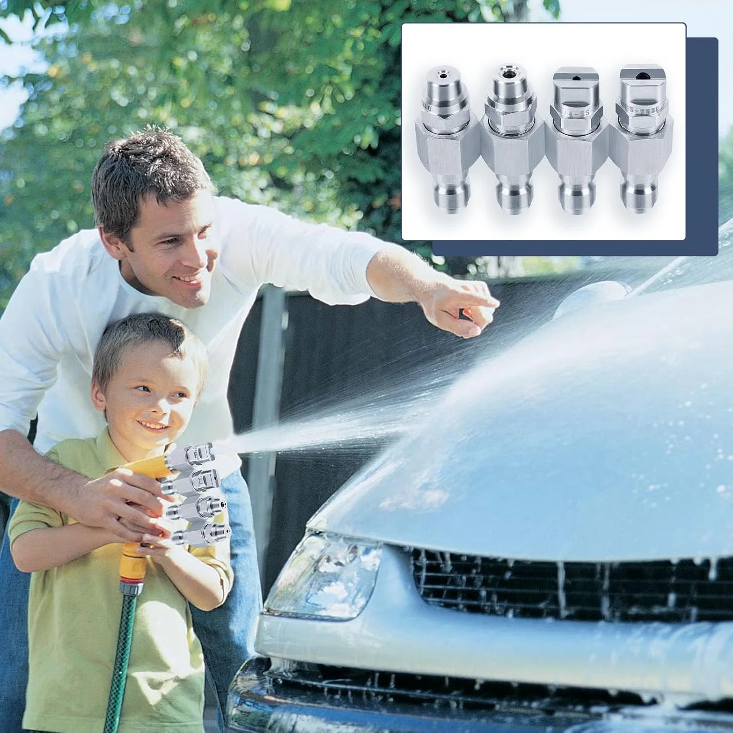 Pressure Washer Nozzle 4 GPM, Jrod Washing Nozzle 4 Way Tip Holder for Soft Wash