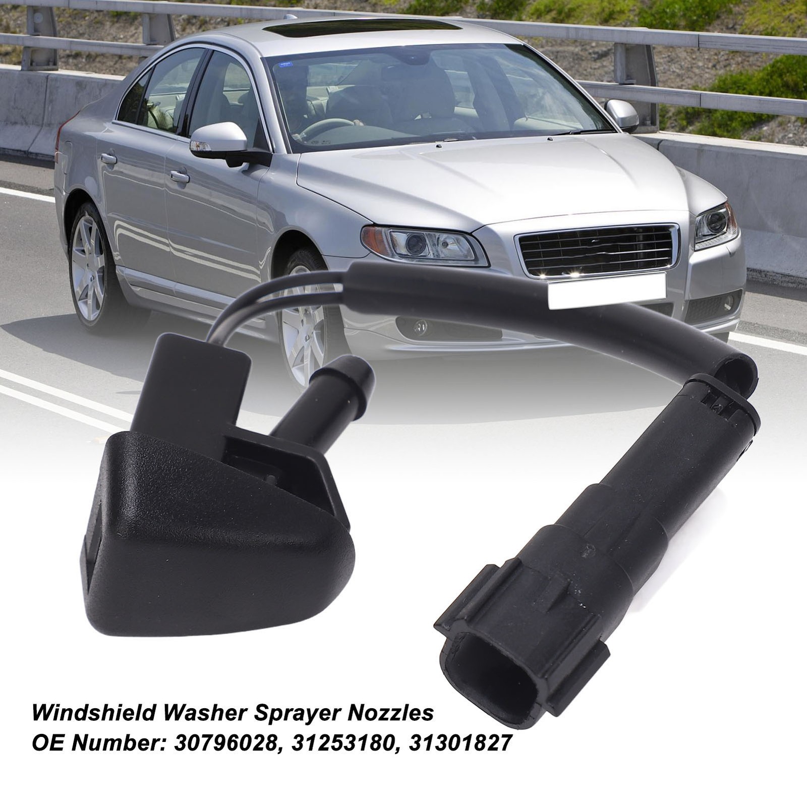 2-pack Washer Sprayer Nozzles Improve Driving Visibility For S60 EARE