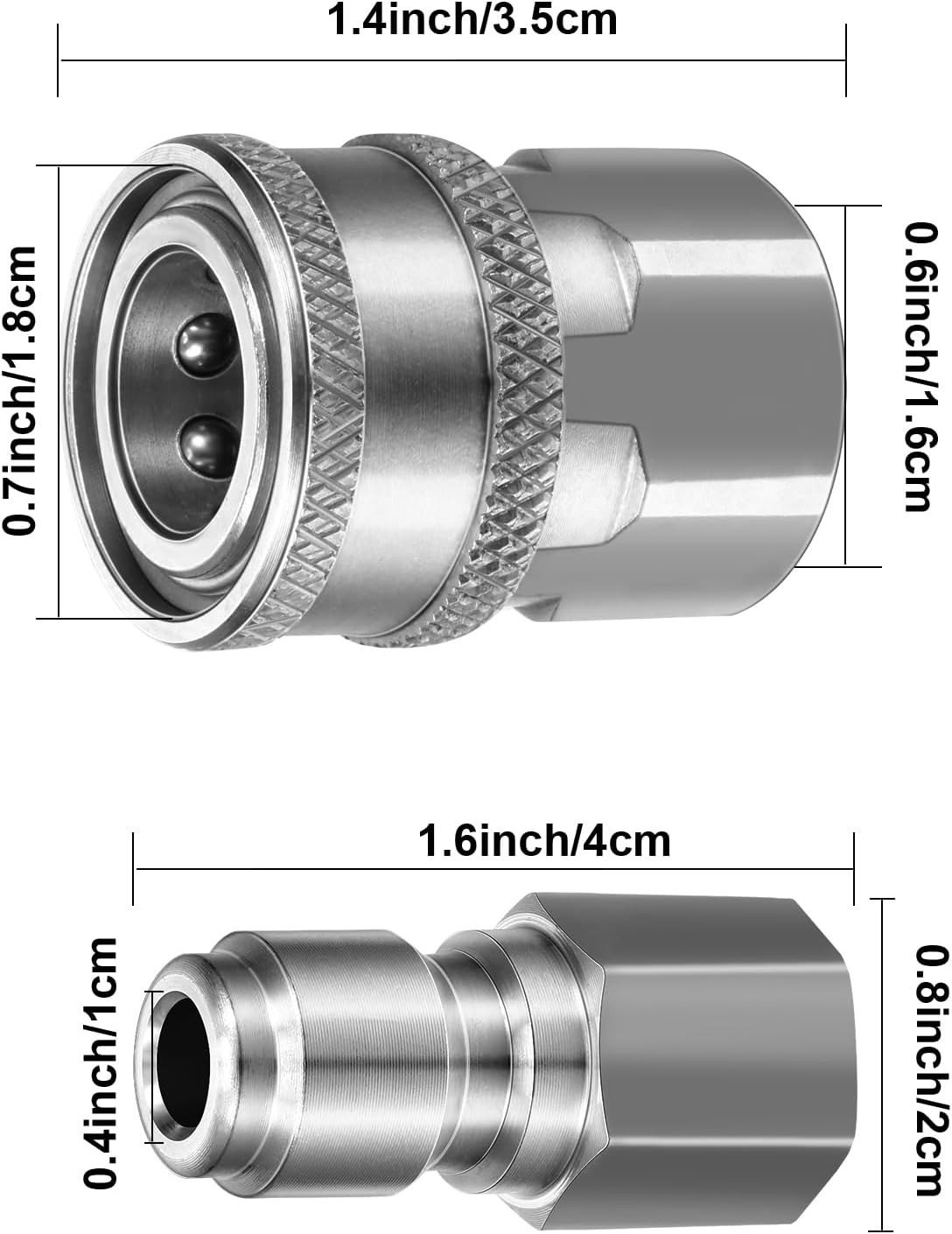 Stainless Steel 3/8 Inch Pressure Washer Connector Set – NPT Compliant Fittings