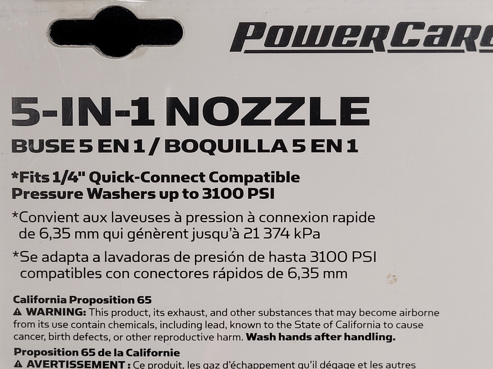 Power Care 5-In-1 Nozzle Max 3100 PSI AP31078 16295-13
