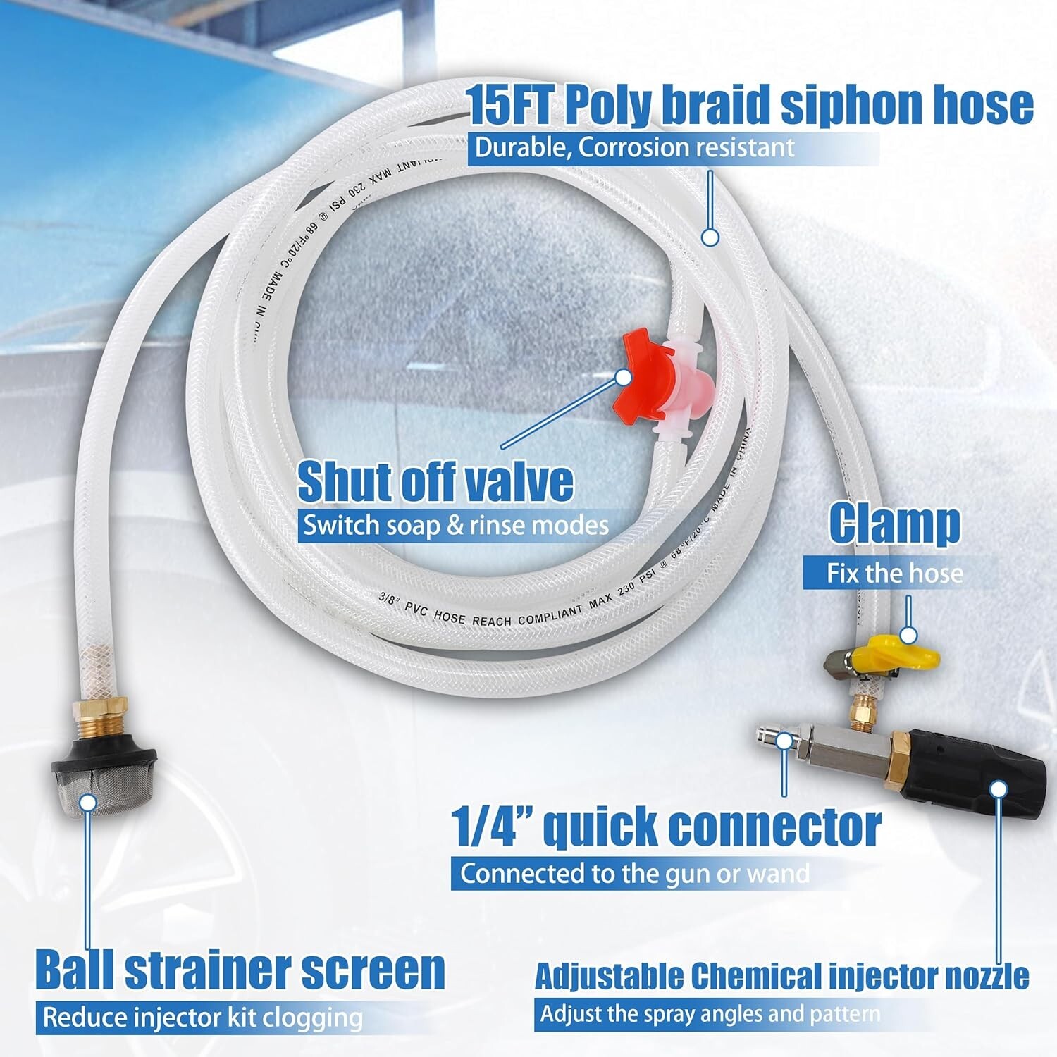 Stainless Steel Chemical Injector Kit for Pressure Washer – Dual Mode