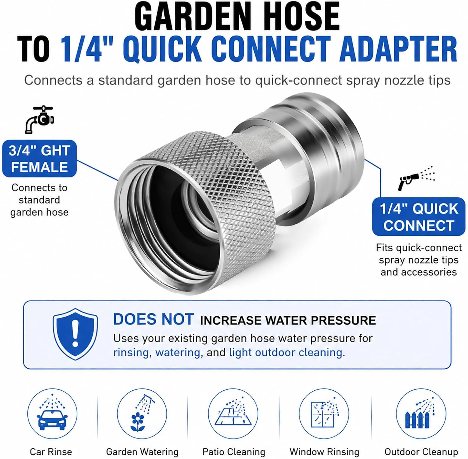 Garden Hose to Pressure Washer Adapter with 5 Pcs Spray Nozzle Tips for Car
