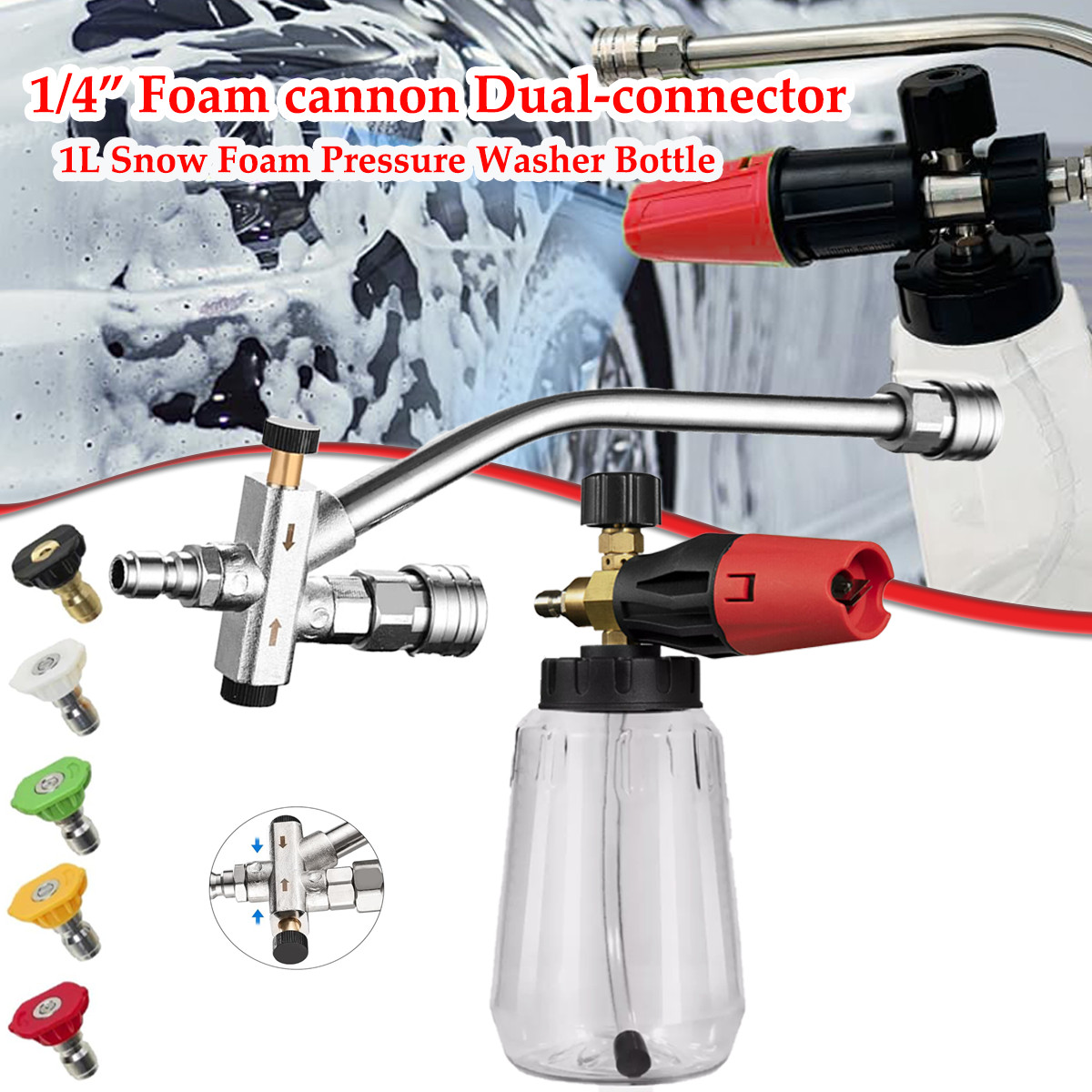 Pressure Washer with Dual Connector Accessory With Power Washer Foam Cannon