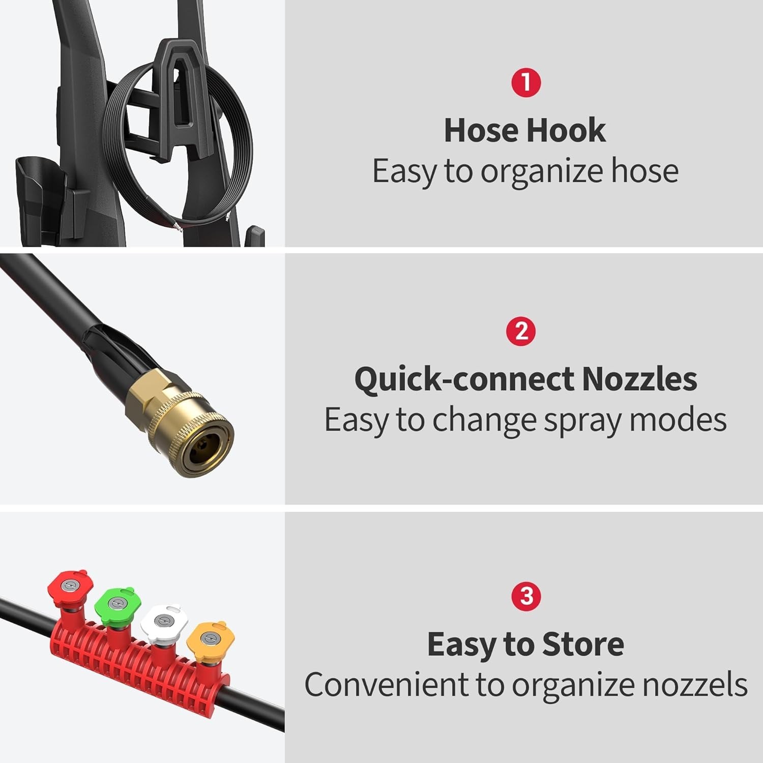 Electric Pressure Washer 1500W 2.5 GPM Foam Cannon 4 Nozzles Portable for Cars