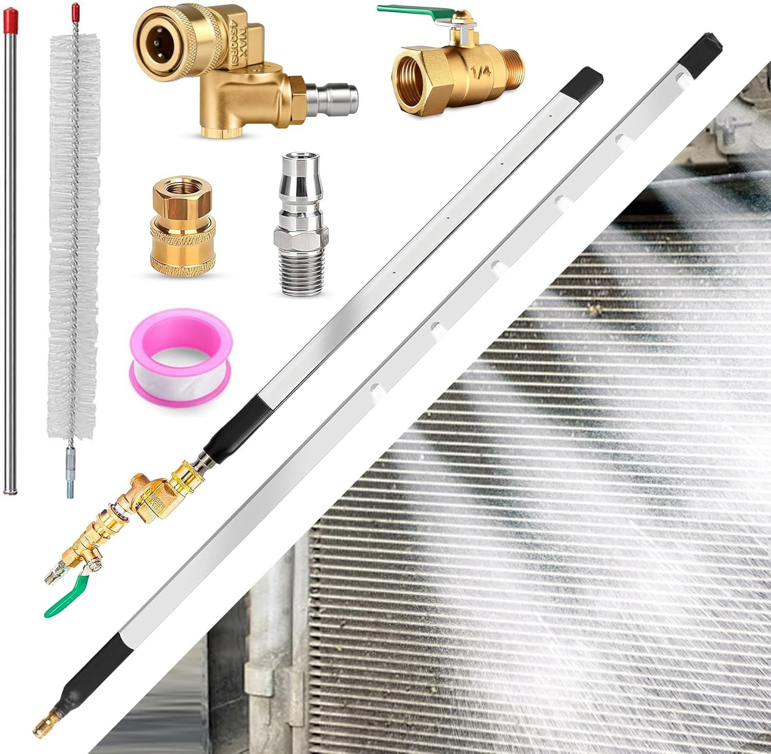Radiator Cleaning Wand 47″ & 24″, Pressure Washer Wand Radiator Cleaner W/25°Fan