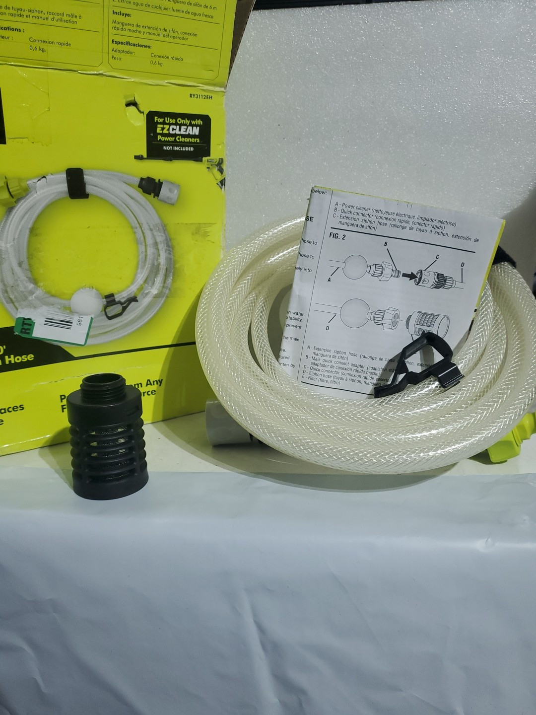 RYOBI EZClean Power Cleaner 20 ft. Pressure Washer Hose Siphon Extension