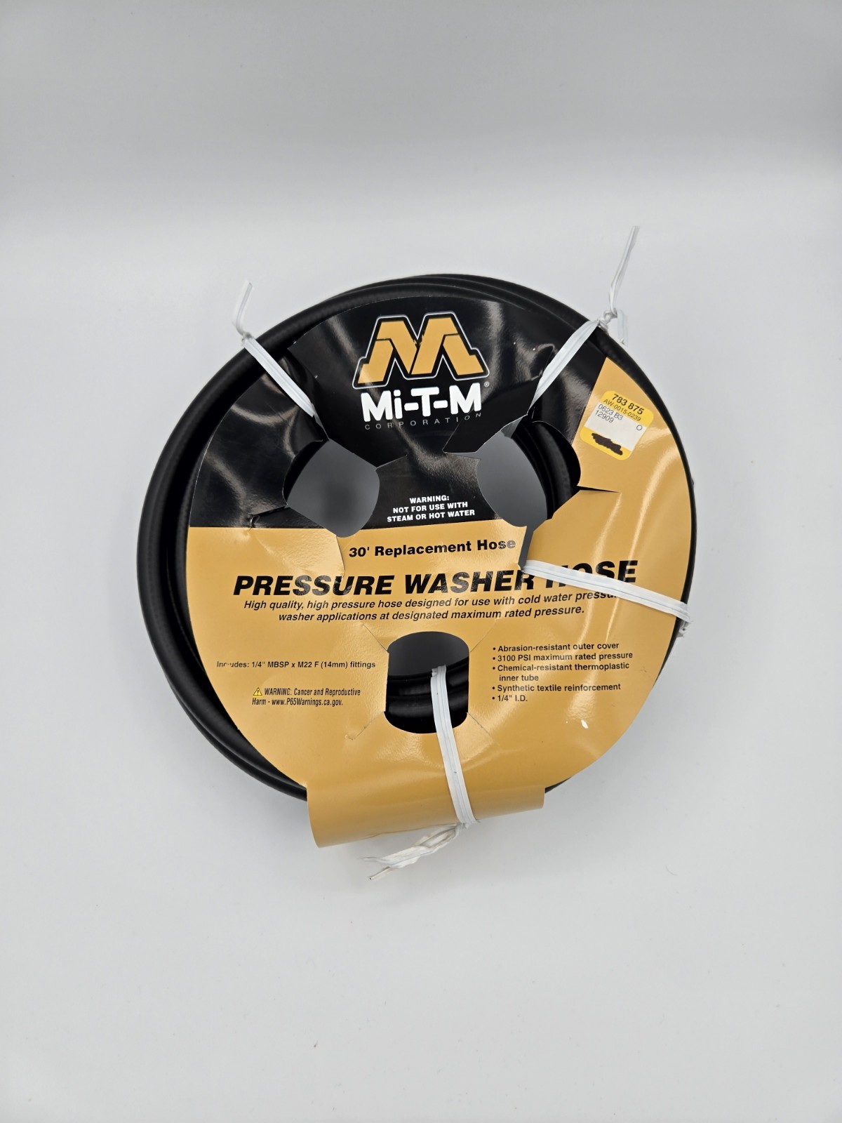 Mi-T-M AW-0015-0239 Pressure Washer Hose, 30 Ft 3100 PSI 1/4″MBSP X M22 (14MM)