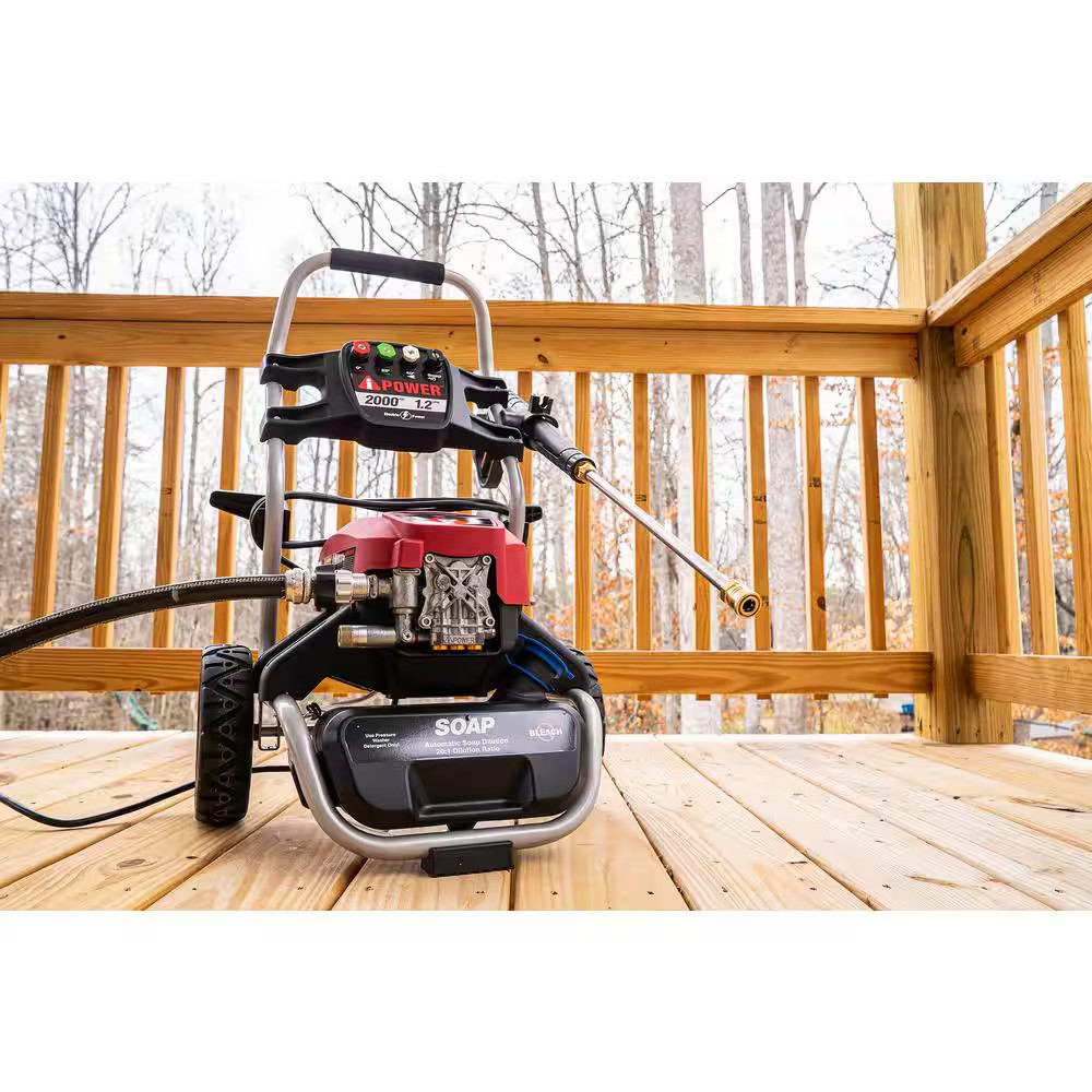 2000 PSI 1.2 GPM 15 Amp Cold Water Pressure Washer with 4-Quick Connect Nozzles