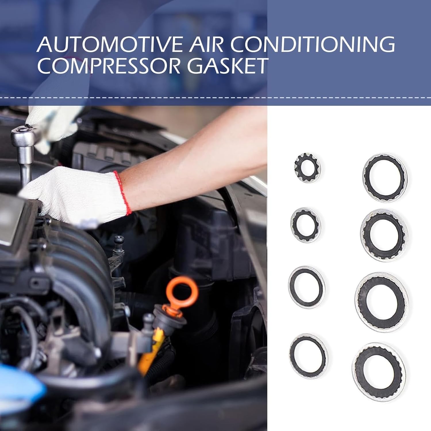 30 PCS Car A/C Gaskets, 6 Sizes A/C System Compressor Port Seal Washer Assort…