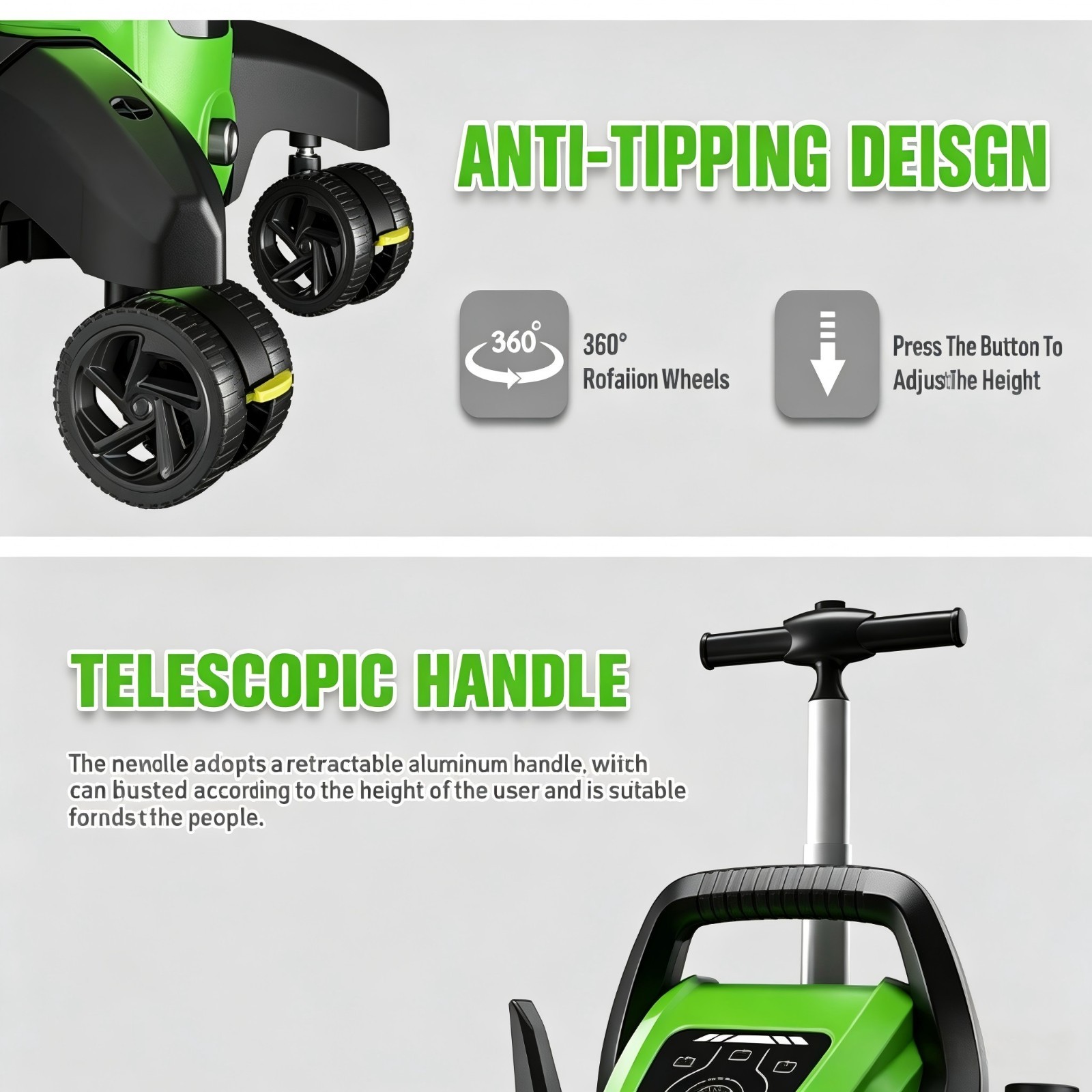 Pressure Washer 4500PSI 3.9GPM, 15-Level Touch, 4 Wheels, 4 Nozzles, for Car