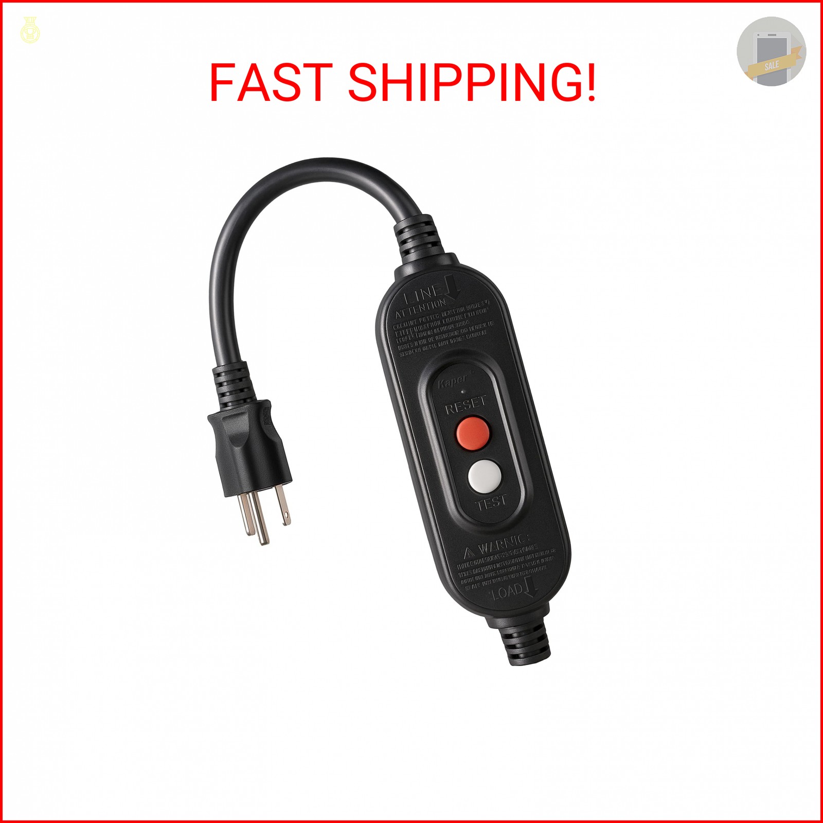 Kaper Auto-Reset GFCI Replacement Plug, Auto-Monitoring Inline GFCI Extension Co