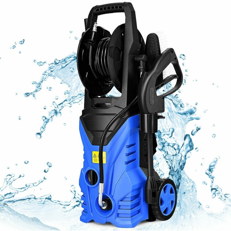 Costway 2030PSI Electric Pressure Washer Cleaner 1.7 GPM 1800W W/ Hose Reel Blue