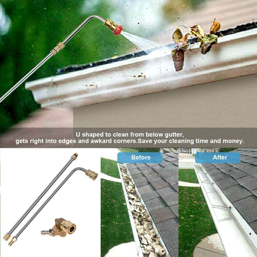 Gutter Cleaning Tool High Pressure Washer Wand Lance Nozzles & Pivoting Coupler
