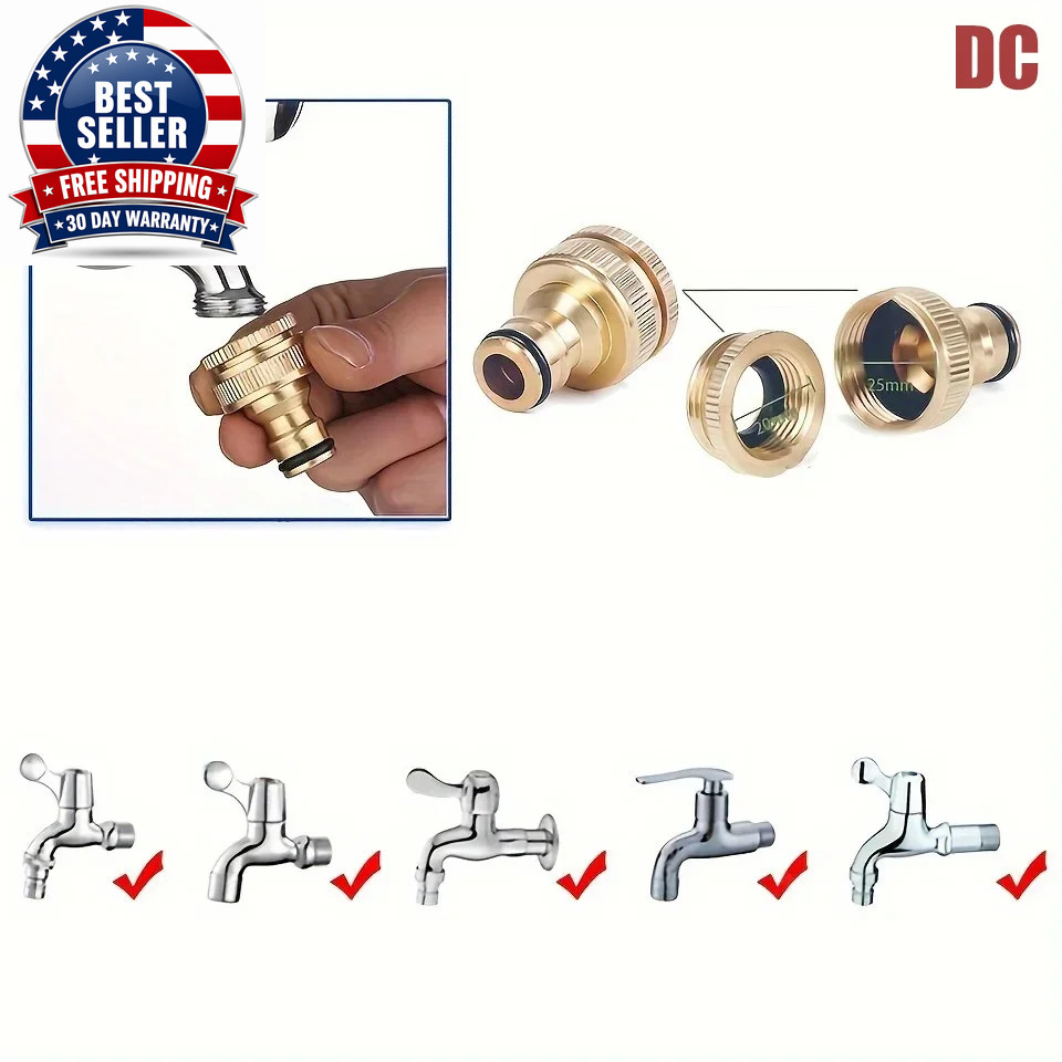 Brass Faucet Tap Connector Mixer Hose Adaptor Quick Connecter 1/2 3/4 Copper Hos
