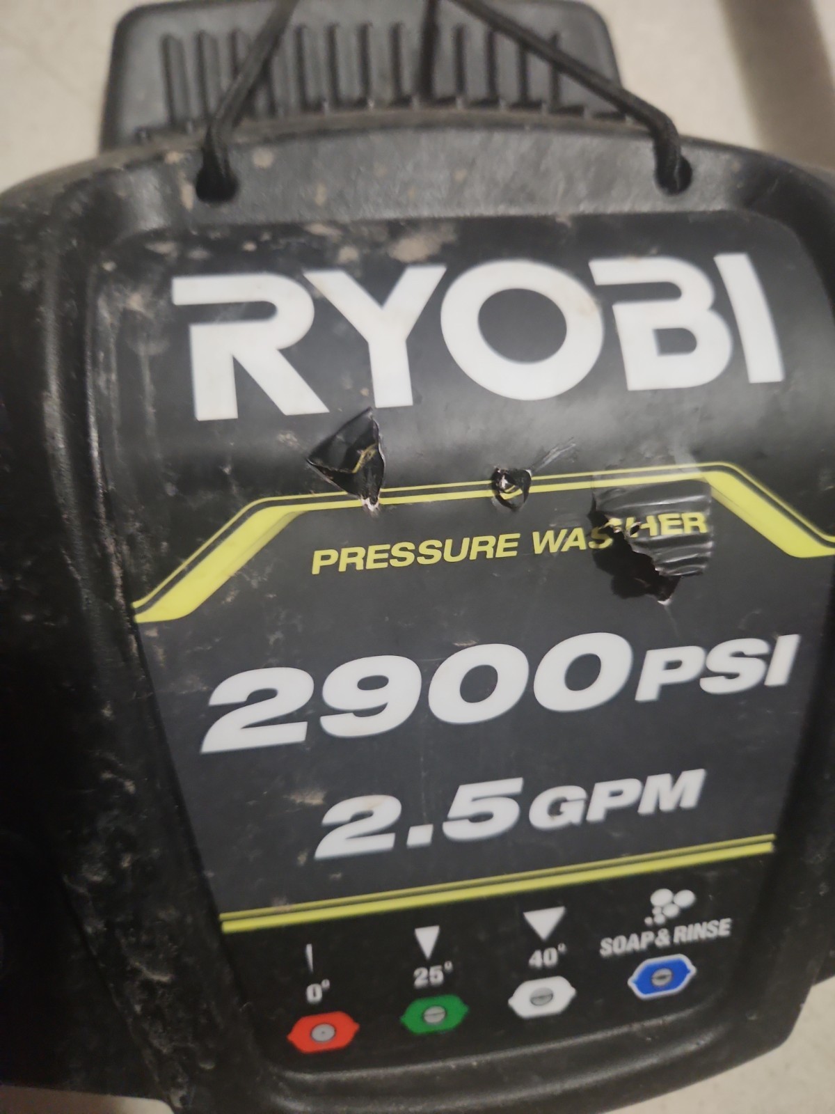 Used Top Handle Assembly for Ryobi 2900 PSI 2.5 GPM Gas Pressure Washer RY802925