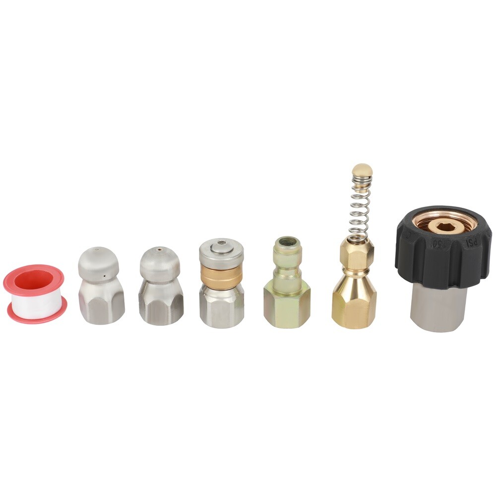 Sewer Jetter Nozzles Kit For Pressure Washer 100FT 1/4″M-NPT Drain Cleaning Hose