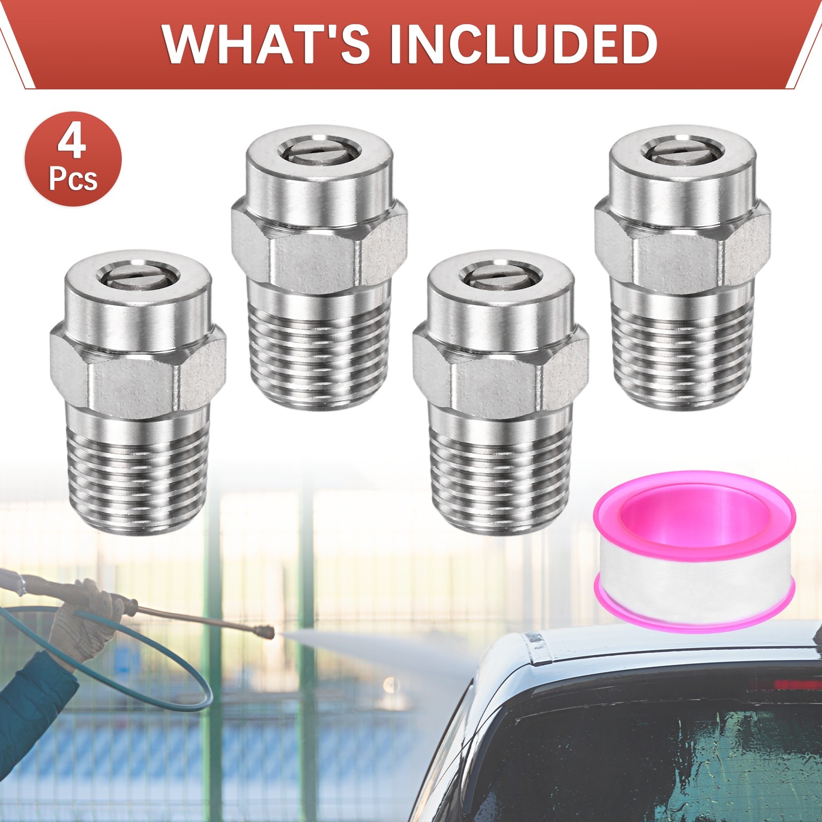 1/4″ NPT 40° Surface Cleaner Tip [4PCS] – Pressure Washer Nozzles [1.449MM Pore]