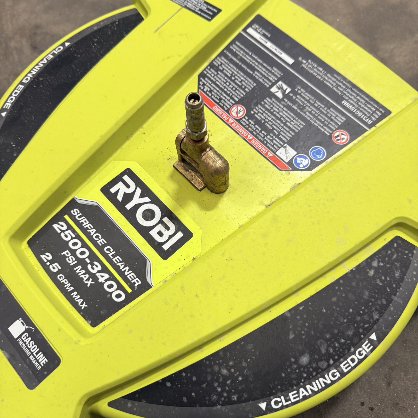 RYOBI 15 in. 3400 PSI Gas Pressure Washer Surface Cleaner with Caster Wheels