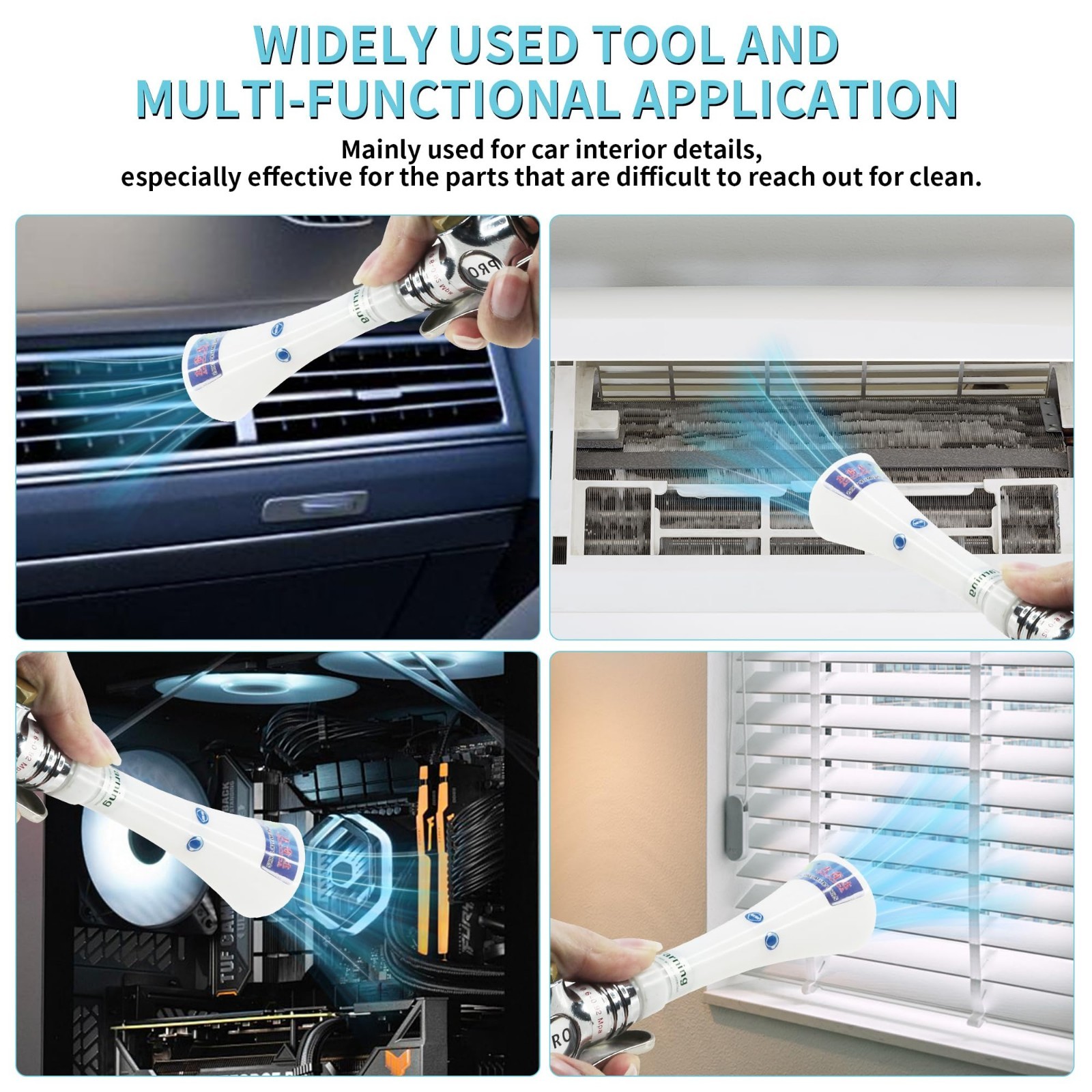 High Pressure Car Cleaning Gun Kit – Mini Tornado Air Blower, Vortex Dirt Remove