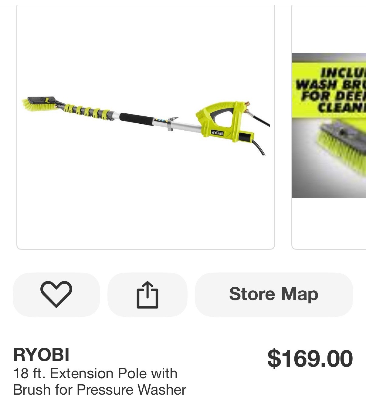 Ryobi 18 ft. Extension Pole with Brush for Pressure Washer-Model# RY31EP26
