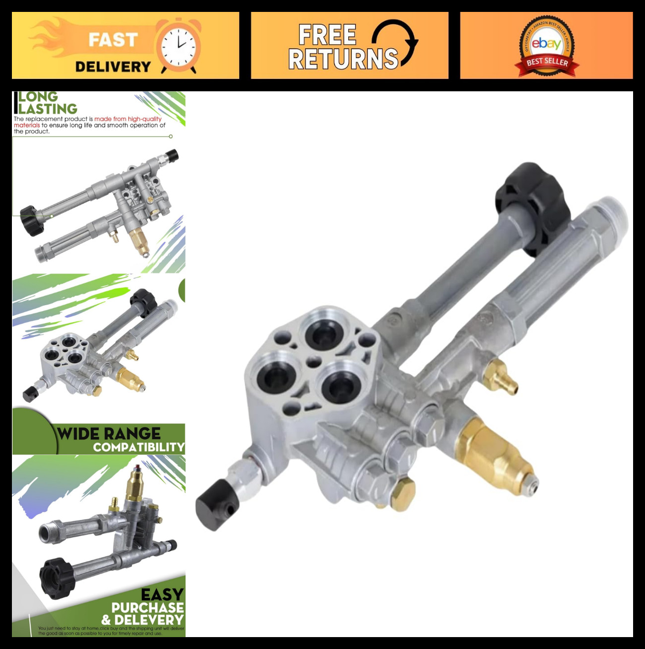 High-Pressure Washer Pump Head Assembly 2800 PSI Replacement Compatible Models