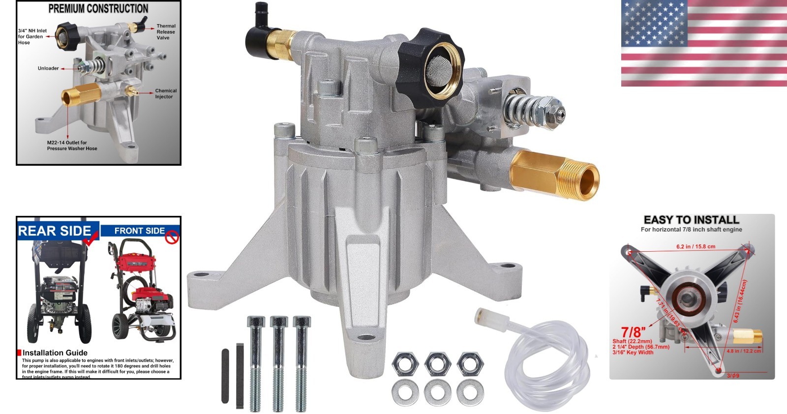 Powerful 2.5 GPM Pressure Washer Pump with Thermal Relief Valve for Safe Use
