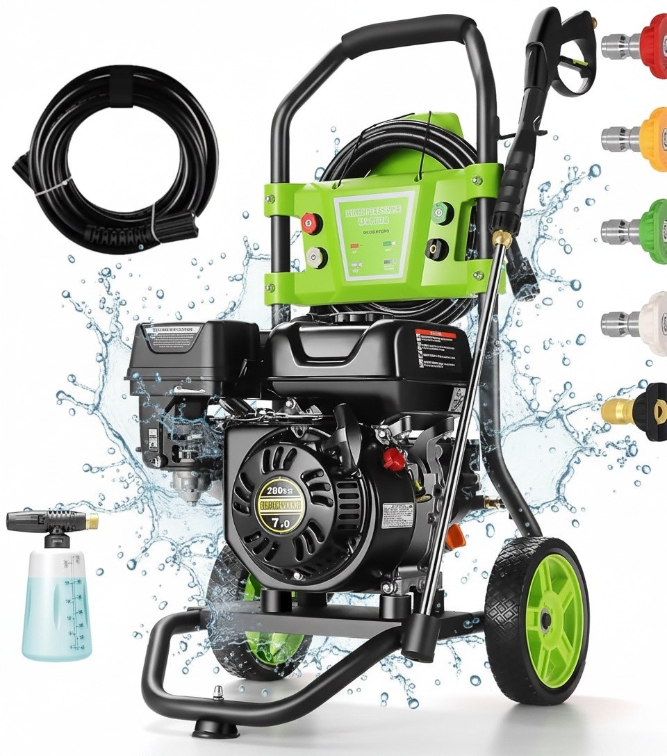 4200Psi Gas Commercial Pressure Washer Washing Machine With 4 Adjustable Nozzles