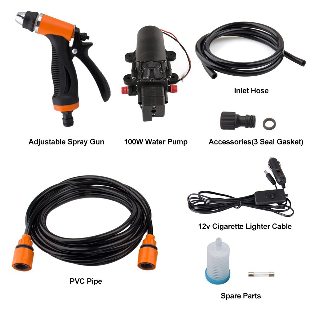 Portable 12V 160PSI High Pressure Car Wash Pump Kit Electric Washer Self Priming