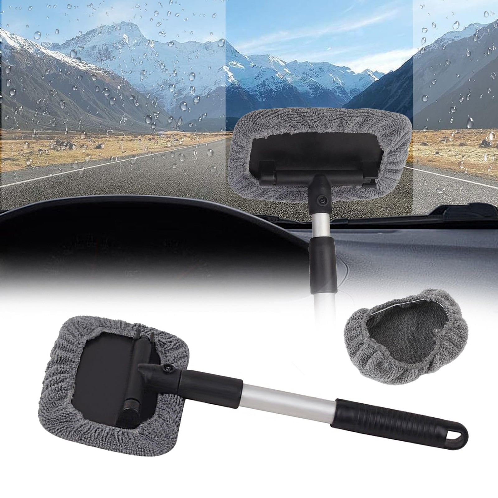 CHRYMUM Car Windshield Cleaning Tool, Microfiber Window Cleaner with…