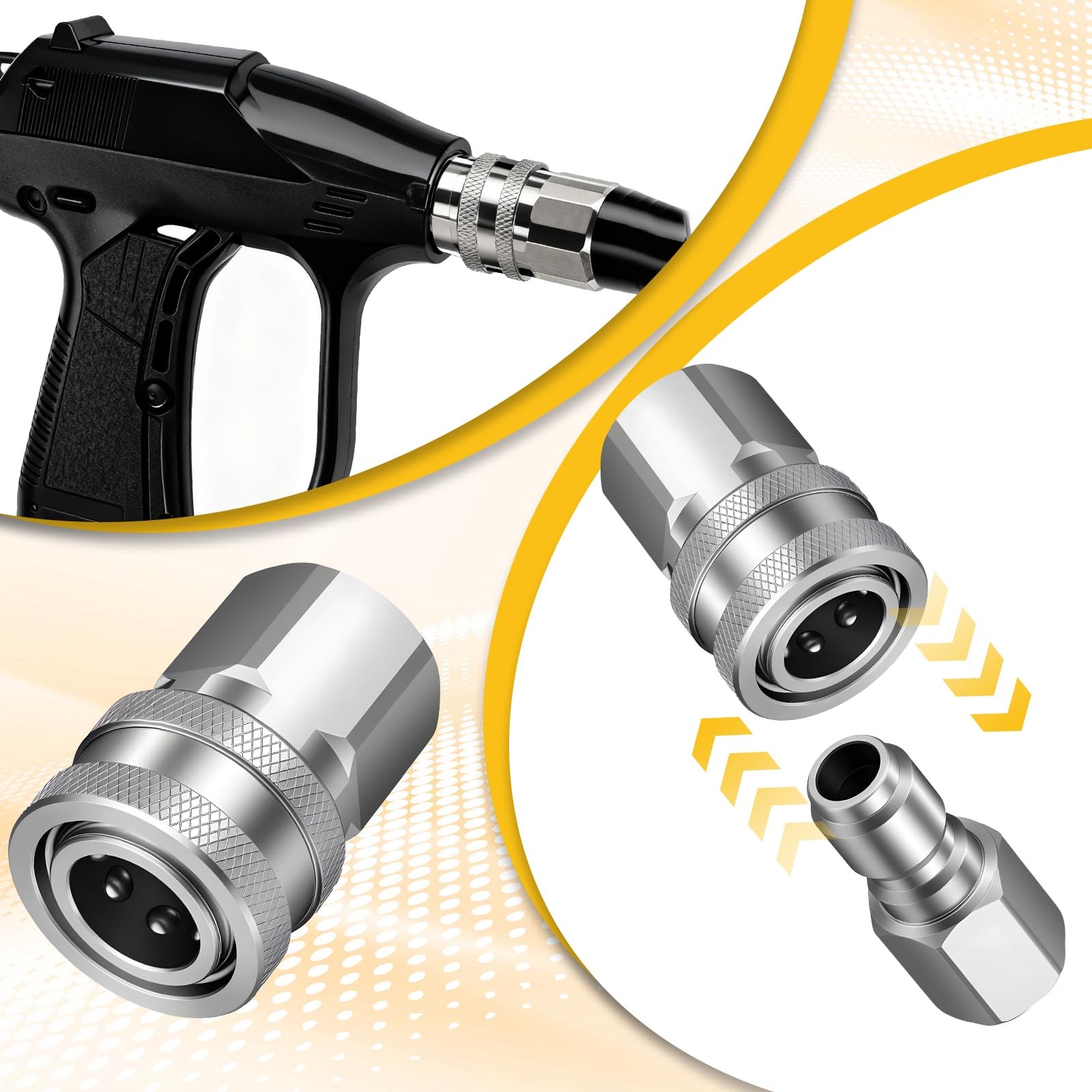3/8 Inch Stainless Steel Quick Connector Kit Pressure Washer Adapter 4 Sets