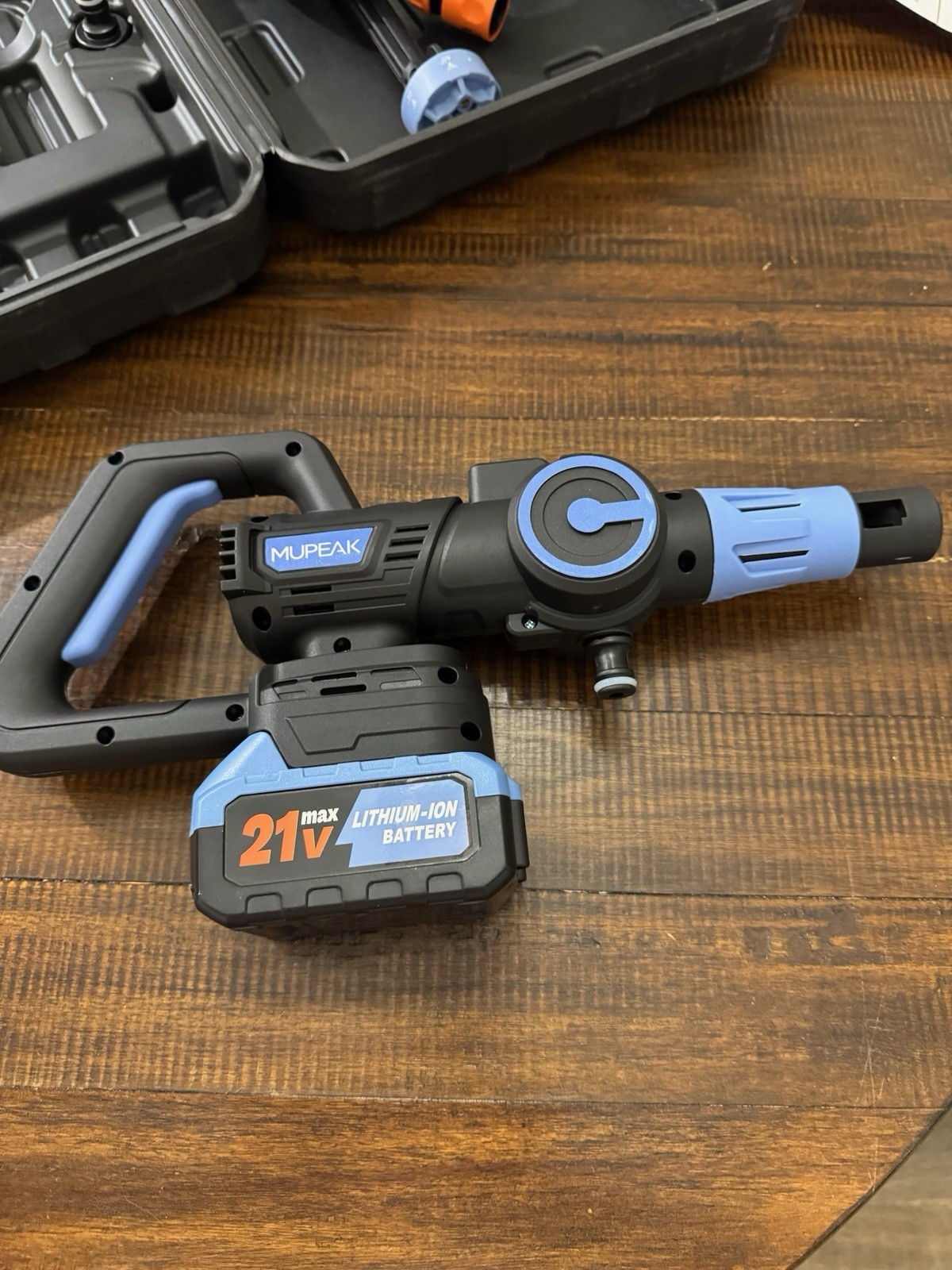MUPEAK 21V Cordless Pressure Washer Kit 2 Batteries Hard Case Tested Open Box