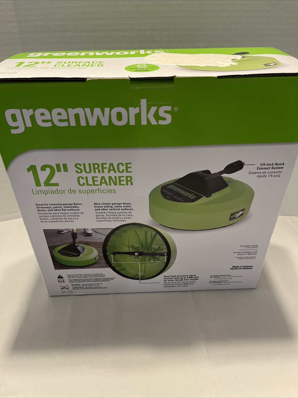Greenworks 12 inch Pressure Washer Attachment Surface Cleaner Up to 2300 Psi