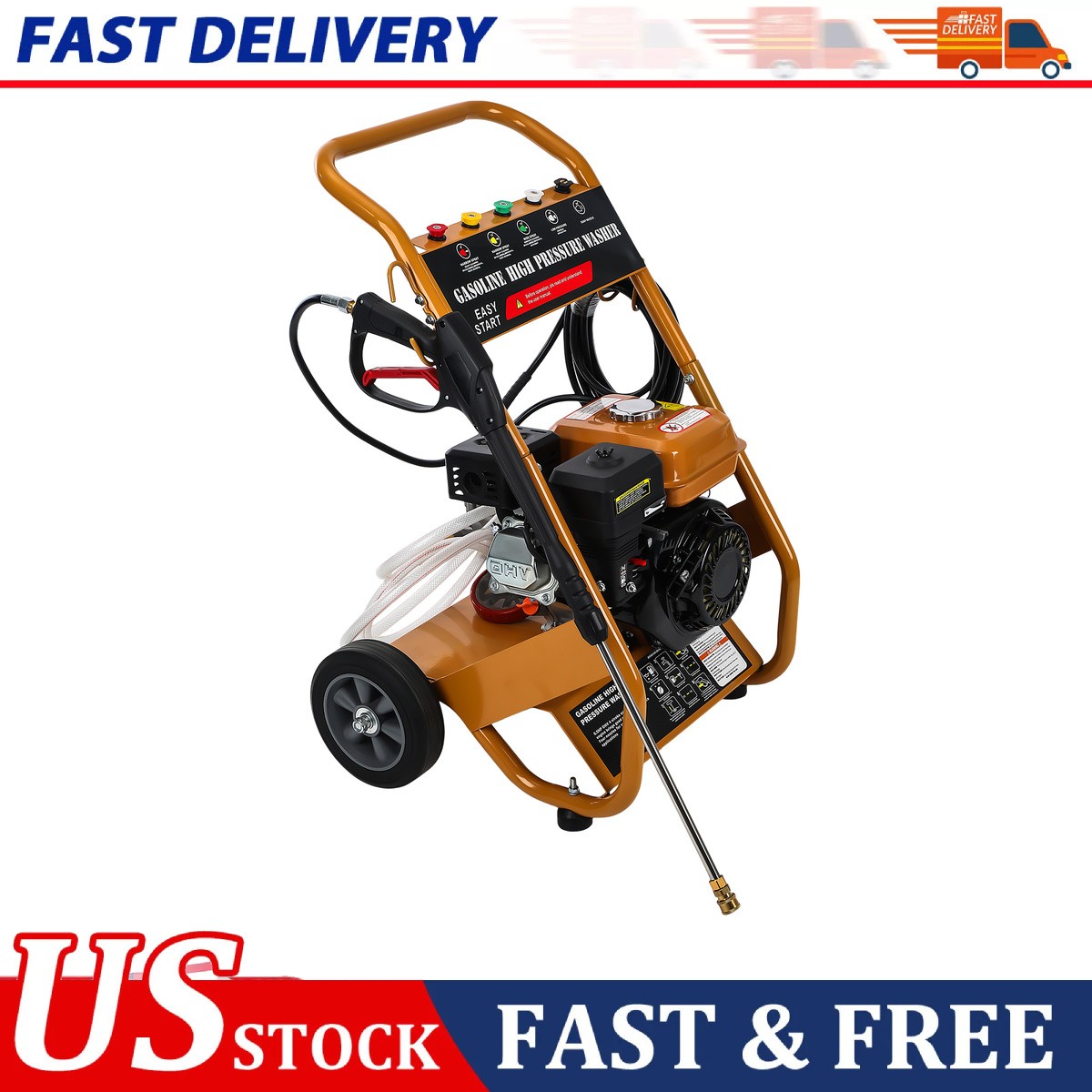 3950 PSI Gas Pressure Washer 2.6 GPM 212cc 4-Stroke With 5 Nozzles Orange