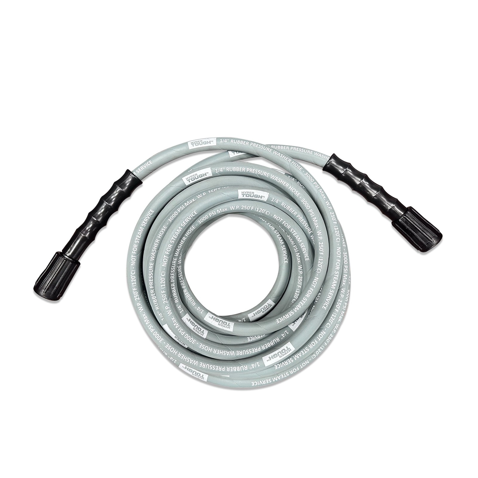 Tough Universal 1/4″ x 25′ Rubber Pressure Washer Hose w/ M22 Fittings, 3000 PSI