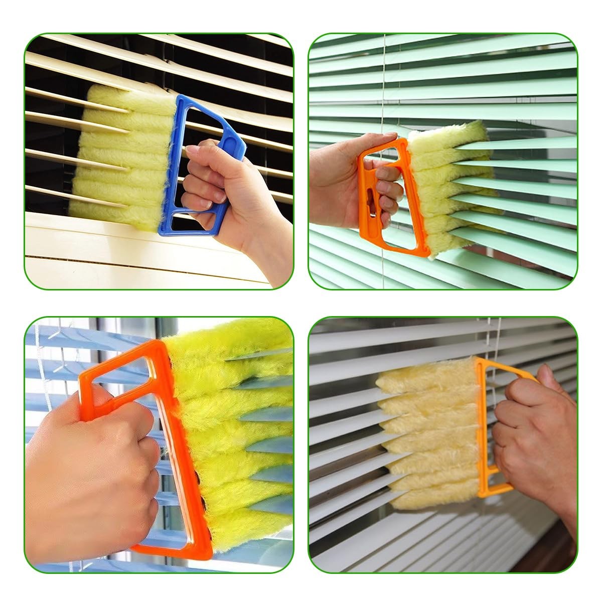 DXNQ 2 PCS Blind Cleaner Duster Tool, Window Venetian Hand-held Orange+yellow