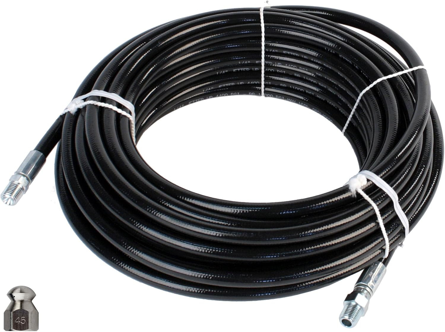High-Pressure Sewer Jetter Kit 100′ Hose & Nozzle 4000 PSI for Drain Cleaning