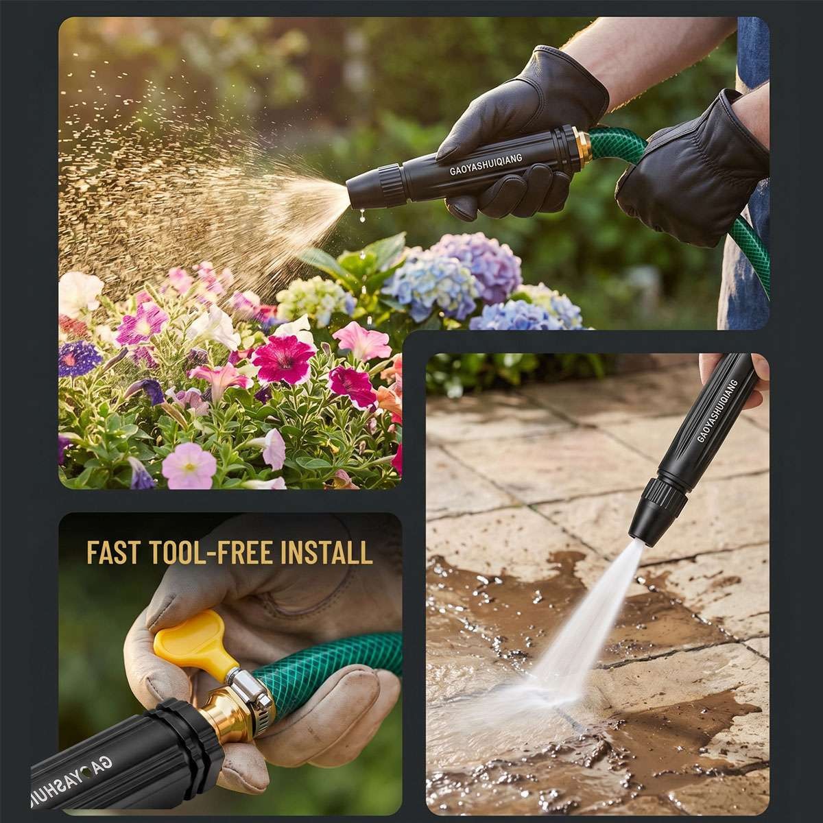 High Pressure Water Gun Hose Nozzle Spray for Car Wash Garden Pressure Booster