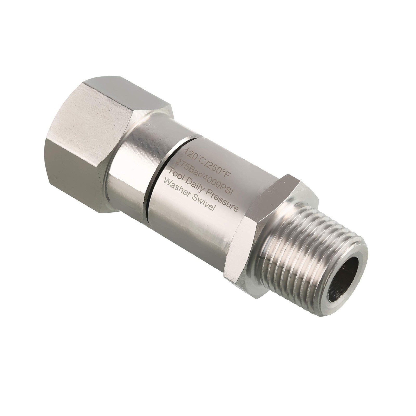 Pressure Washer Swivel 3/8 Inch NPT-M Male Thread 4000 PSI Stainless Steel