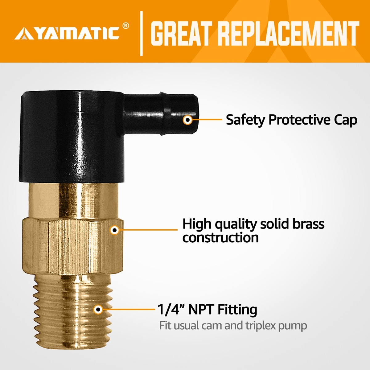 YAMATIC Heavy Duty Thermal Release Valve for Pressure Washer Pumps, 1/4 Inch NPT