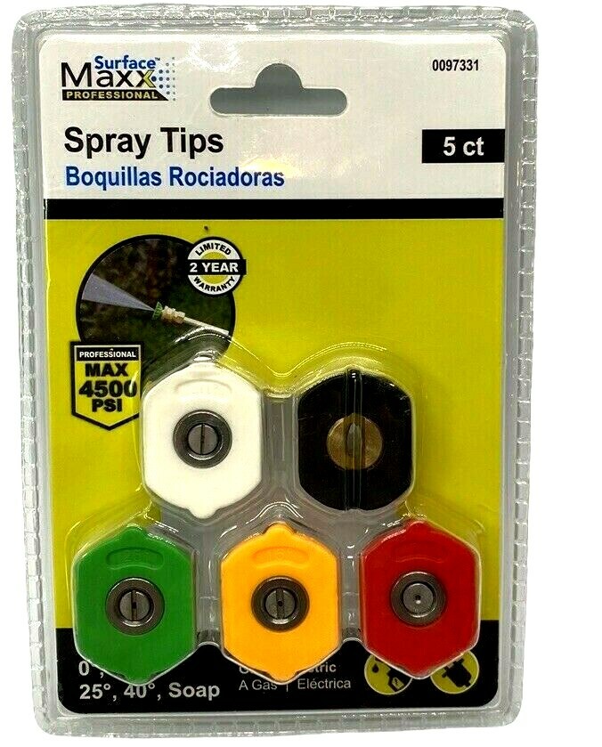 Surface Maxx Professional Spray Tips 5 Pack 0097331 Pressure Washer Nozzle