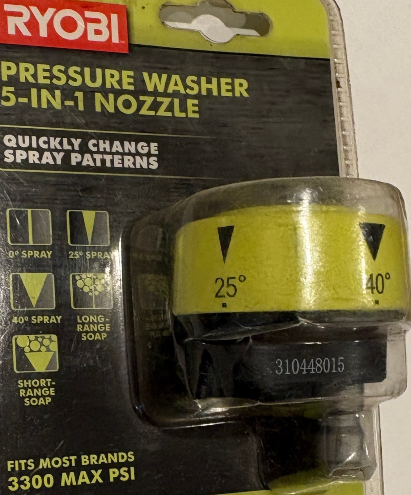 Ryobi 5-in-1 3300 PSI Gas and Electric Pressure Washer Nozzle Fits Most Brands!
