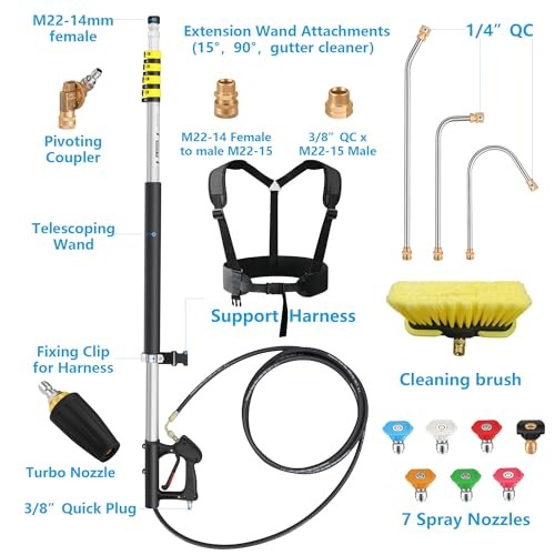 24 FT Telescoping Pressure Washer Extension Wand, Aluminum Power 24FT-HSE