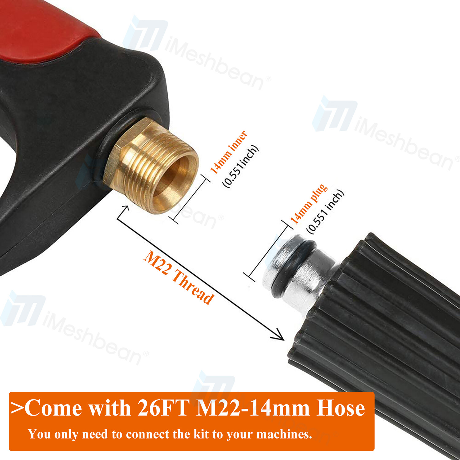 4000PSI High Pressure Power Washer Spray Gun Wand Lance Nozzle Tips Hose Kit M22