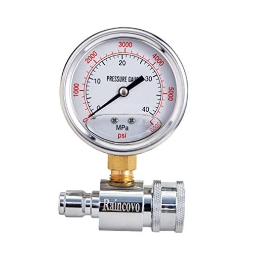 Pressure Washer Gauge, 6000 PSI, 3/8 Inch Quick Connect, Pressure Gauge for