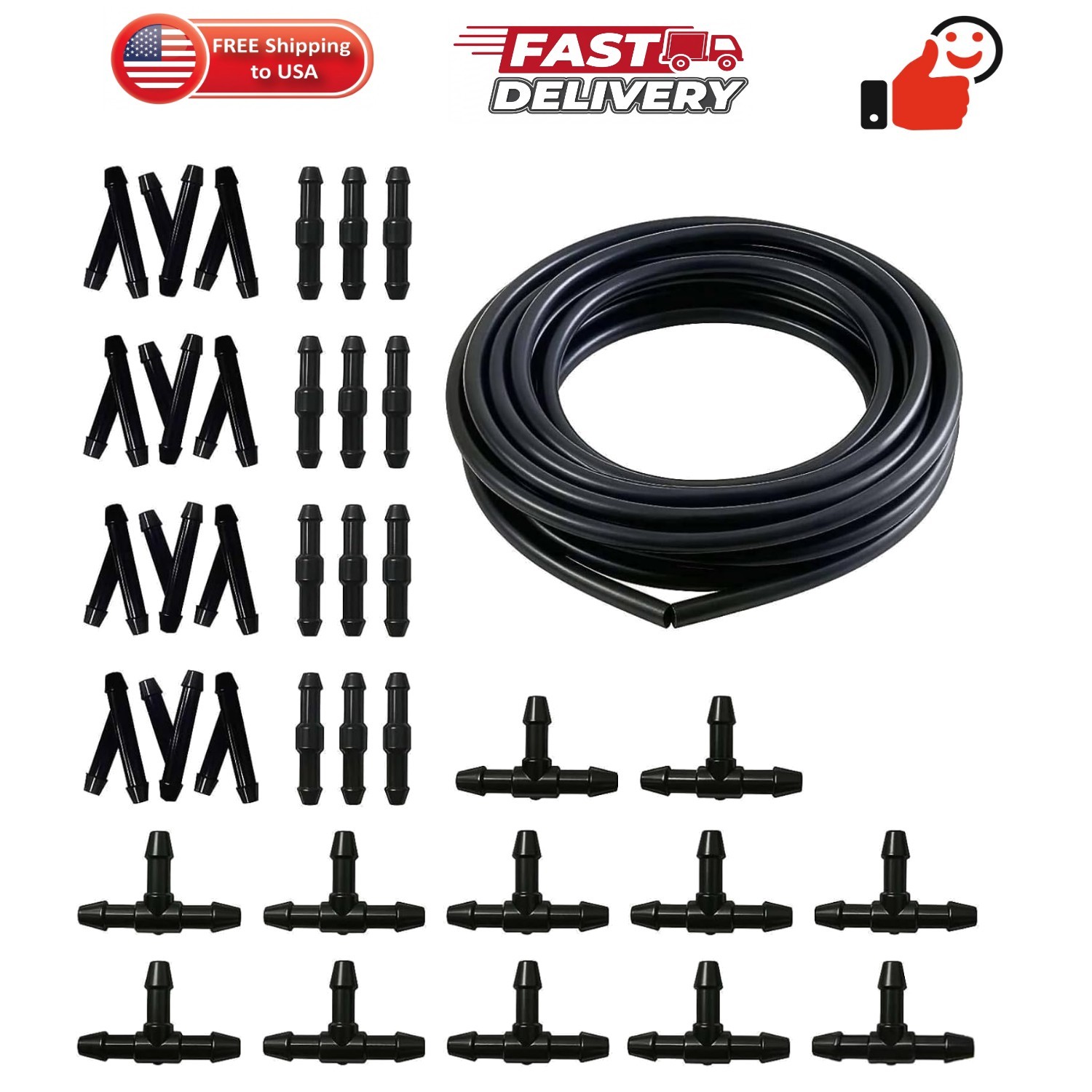 Windshield Washer Hose Kit,4M Rubber Hose with 36 Pcs Leak-Proof Connectors,F…